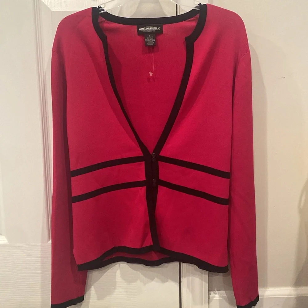 NWT! Women’s Dressy Cardigan & Tank Set - Size M & L - Pink & Black - Picture 2 of 4